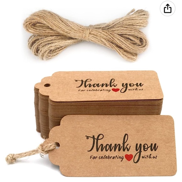 💛Craft “Thank You for Celebrating with Us❤️” Wedding & Paper Gift Tags W/Twine - Picture 9 of 10